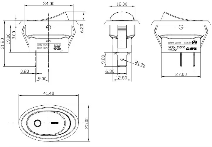 16a 250v rocker switch